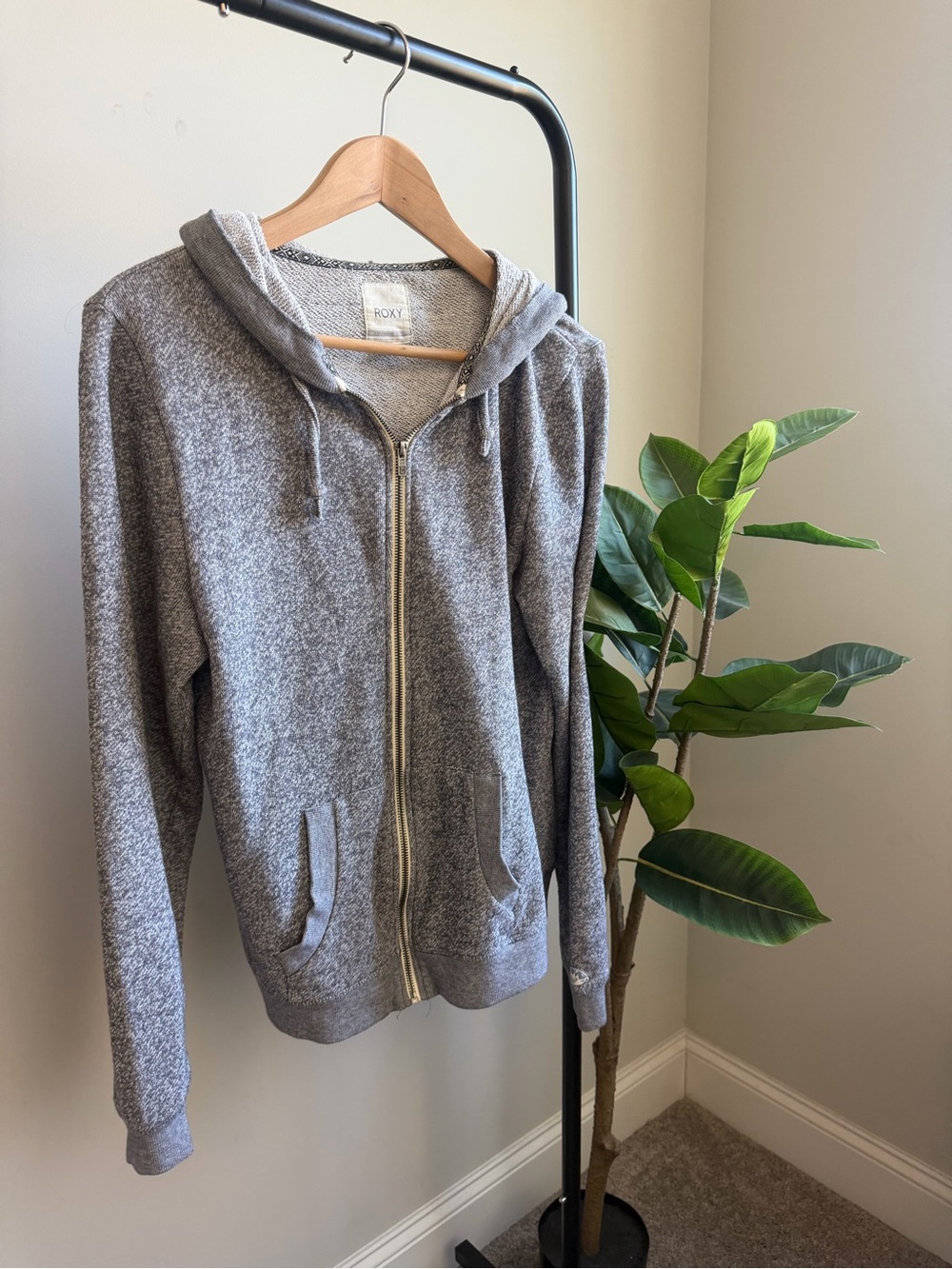 Roxy Grey Zip Up Hoodie